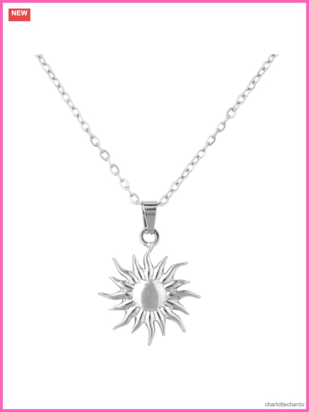 Stainless Steel Solar Charm Pendant Necklace Minimalist Summer Surfer Jewelry